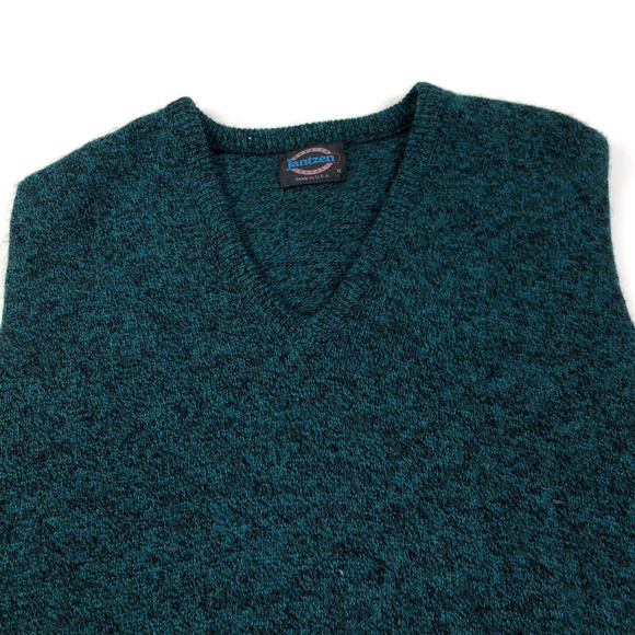 Jantzen VTG XL USA V-Neck Mens Sleeveless Sweater Vest Green MINT - Picture 2 of 6